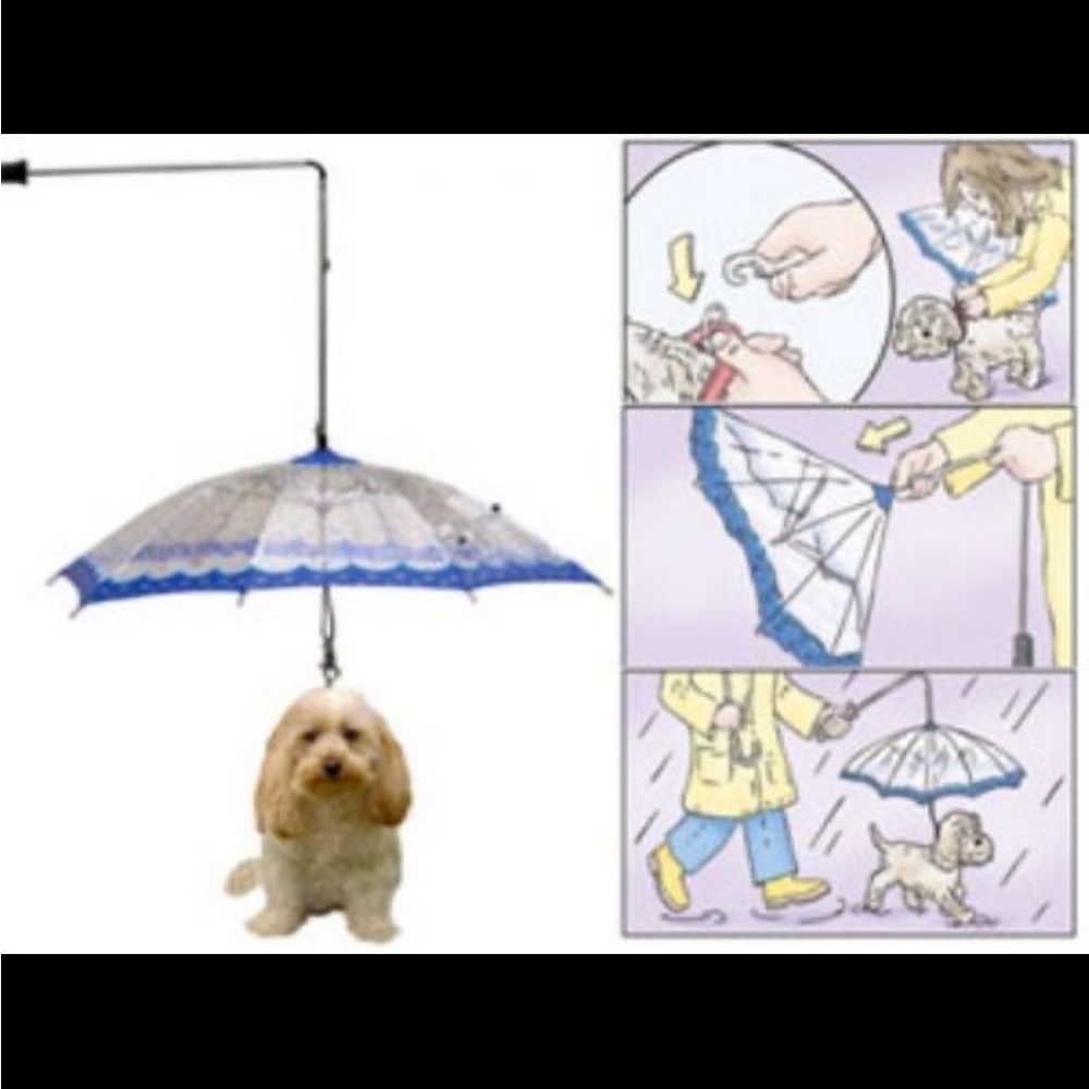 Small Dog Walking Rain Snow Transparent Pet Umbrella w/Bendable Handle